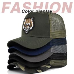 2024 Carton d'été Tiger-Head Brodery Baseball Cap Men Hip Hop Mesh Cap en maille extérieure Cap