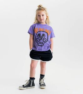 Nu Style Children Skull Letter T-shirts Ins Girls Girls Cotton Colonce Short Tees Fashion Kids Casual Shorts S1236