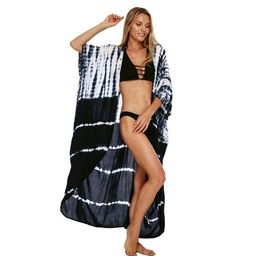 Cape de plage en coton imprimé Floral pour femmes, col en v, Protection solaire, manteaux longs pour femmes, été 2024, JR001