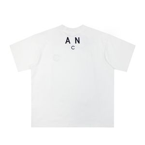 2024 T-shirt de broderie d'été hommes surdimensionnés minimalistes 230 g de créateurs de tissus T-shirts 100% coton Crew Neck Letter Tshirt