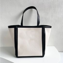 2024 zomer mode canvas tassen voor dames causaal dagelijks designer strandtas hoge kwaliteit katoenen canvas met lederen rand luxe handtas