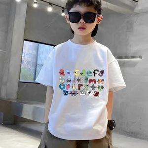 2024 Summer Fashion Childrens Alphabet Lore Harajuku T -shirt jongens t -shirt meisjes kleding print cartoon t shirts kinderkleding 240514