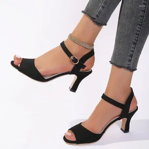 2024 Zomer Mode Sexy Sandalen Ronde Kop Knop Riem Open Teen Grote Effen Voor Vrouwen Hoge Hak Enkele Schoenen vrouwen 76781