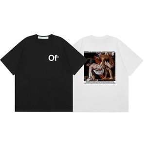 T-Shirt à manches courtes et col rond pour homme et femme, ample, avec lettres graphiques géométriques imprimées, été 2024, OFF1011