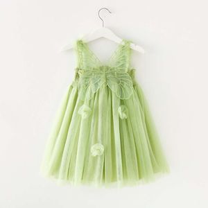2024 Summer Girls 'Princess Party Birthday Dress Butterfly Mesh Fluffy Rok voor 0-6y kinderen