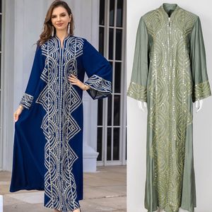 Robe de soirée élégante pour femmes musulmanes, tenue à paillettes brodées, Abaya dubaï, été, 2024