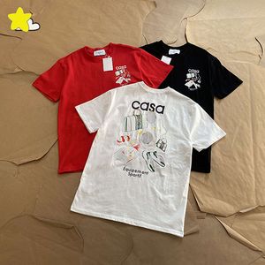 Camiseta holgada con estampado para hombre y mujer, camiseta informal de alta calidad a la moda, camiseta negra, blanca y roja 2024