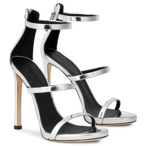 2024 Summer Luxury Harmony G Sandalia Zapatos para mujer Tacón de aguja Plataforma con cremallera Tacones altos Negro Desnudo Fiesta de noche Boda EU35-42
