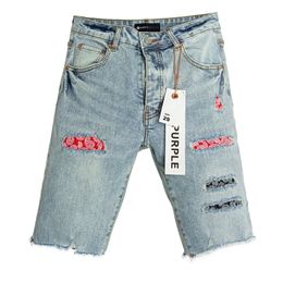 2024 Summer Men High Street Ripped Patch Shorts élégants Solid décontracté mâle Bourts de jeans hétéros