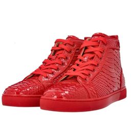 2024 Summer Men's PYTHON orlato sneaker casual Shoes Fish Scale Black Genuine Leather Fashion High Top Up Toe Irregular Spikes Sneakers Lace up
