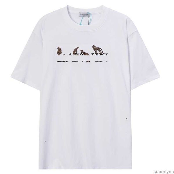 2024 T-shirts masculins d'été Lanvins Designer de créateurs à manches courtes à manches courtes t-shirts Mode décontractée et femmes coton de premier plan pour femmes T-shirts lps9 coton premium