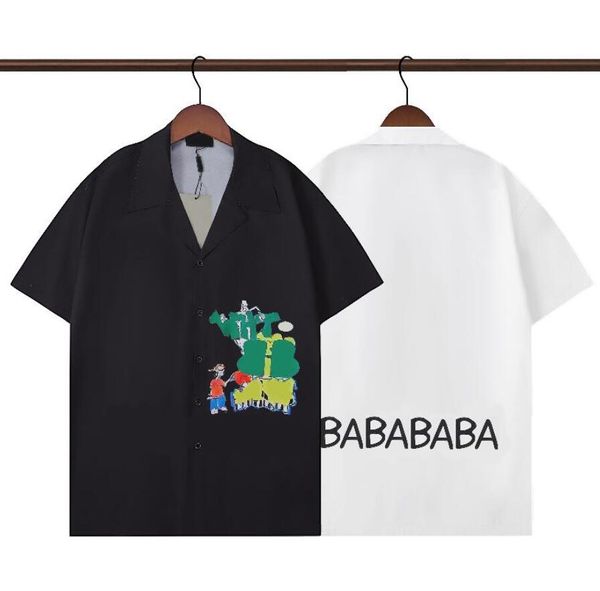 2024 Summer Mens Designer T-shirt avec lettre Mode Chemises à manches courtes Chemise de bowling en soie pour hommes Tee-shirt ample Tops M-3XL