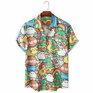 2024 Zomer Heren Hawaiian Shirt Gedrukt Fi Straat Korte Mouw Plus Size Kamp Kraag Mannen Strand Bloemen Shirts z40q #