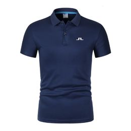 2024 Summer Mens Jlindeberg Golf Camisa de manga corta Polos Mesh Moda Moda Moda Moda Camiseta para hombres 240416