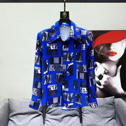 2024 Zomerheren Lange mouwen Shirt Designer Casablanca Numeriek Patroon Letter Afdrukken Single Row Button Shirt Flip Collar Fashion Loose Ice Dunnel veelzijdige M-3XL #121