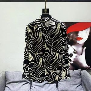 2024 Zomerheren Lange mouwen Shirt Designer Casablanca Numeriek Patroon Letter Afdrukken Single Row Button Shirt Flip Collar Fashion Loose Ice Dunnel veelzijdige M-3XL #118