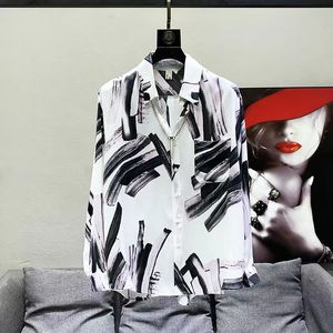 2024 Zomerheren Lange mouwen Shirt Designer Casablanca Numeriek Patroon Letter Afdrukken Single Row Button Shirt Flip Collar Fashion Loose Ice Dunnel veelzijdige M-3XL #116