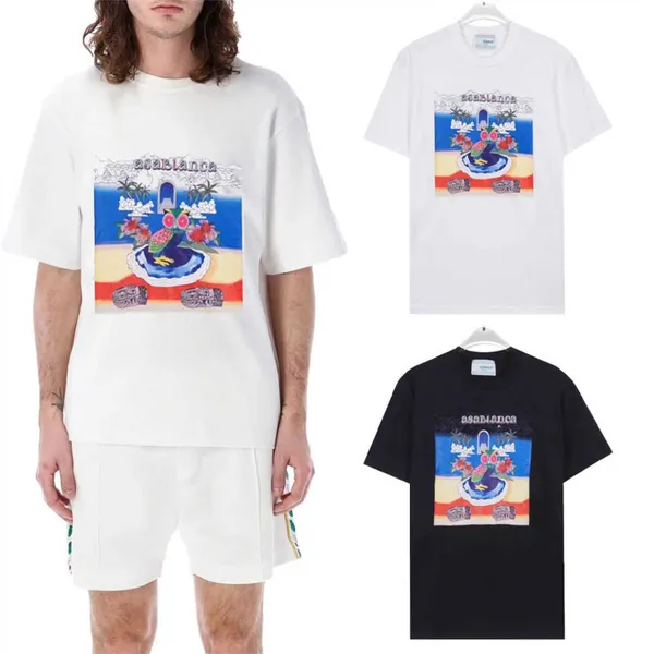 2024 camiseta diseñadora de verano Casablanca masculina camiseta de búho suelto camiseta de tendencia hop hop street size asian s-3xl yyg