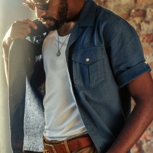 2024 Été Nouveaux vêtements de travail américains Flip Collar Shirt Top à manches courtes pour hommes M515 48