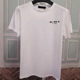 T-shirt manches courtes unisexe, noir et blanc, Logo floqué, petite lettre, tout en coton, B lma n, été 2024