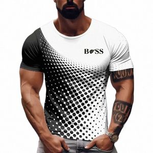 2024 Summer New Busin Casual T-shirt pour hommes Boss Polka Dot 3D Imprimer surdimensionné Street Fi Col rond manches courtes pour hommes Y2K r8hQ #