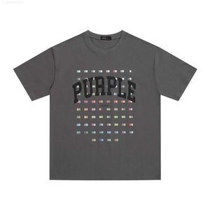 2024 Nouvelle-bordure d'été Crows Border Purple Multi Color Small Checks T-shirt décontracté imprimé pour hommes et femmes