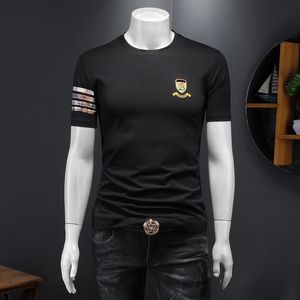 2024 zomer nieuwe high-end kwaliteit zijde katoen heren trendy korte mouwen T-shirt dames slim fit bedrukte katoenen top 200 pond bruikbaar s-5xl