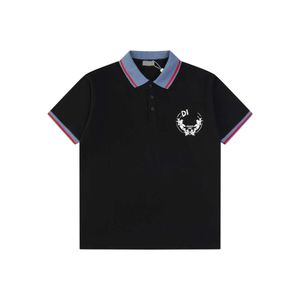 2024 Zomer Nieuw puur katoenen polo T-shirt met korte mouwen voor mannen losse, comfortabele, ademende, casual en veelzijdige top