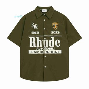2024 Summer New Rhude Co Branded Polo Collar Short Shirt Shirt LETTER MENS IMPRIMÉS ET FEMMES TOP TOP CASSORAD