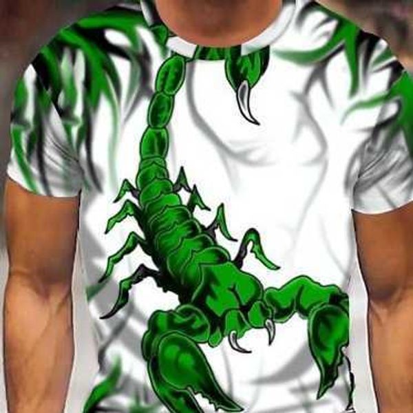 Camiseta con estampado 3D de Animal escorpión para hombre, camiseta informal de manga corta de algodón de imitación, novedad de verano 2024