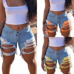 2024 Summer New Women's Ripped Denim Shorts Fi High Street Sexy Hot Girl Jeans Shorts S-2XL 93I3 #