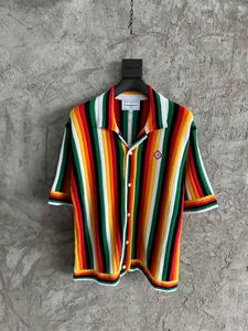 2024 Summer Nuevo maravilloso diseñador para hombres Luxury Hermoso color de impresión Camisas de punto - Camisas de talla de EE. UU. - Botón de diseñador de hombres de alta calidad Botón Camisas de manga corta