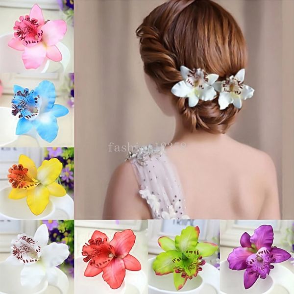 2024 Clip de cheveux d'orchidée d'été pour femme artificiel fleur épingles à cheveux hawaii plage de mariage fête accessoires de cheveux accessoires de cheveux