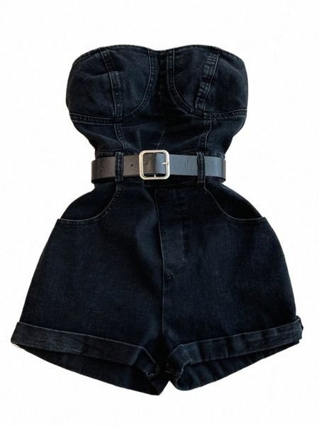 2024 Été Barboteuses Femmes Jeans Combinaison Hors Épaule Lâche Casual Denim Barboteuses Femmes Combinaisons Large Jambe Casual Denim Salopette 06wc #