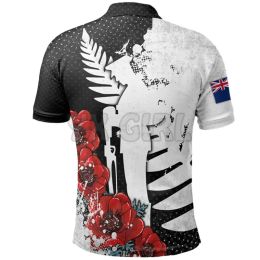 2024 Zomeroverhemden vrouwen voor mannen Nieuw -Zeeland Anzac We zullen ze onthouden Polo Shirts 3D -geprinte korte mouw T -shirts tops
