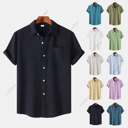 Cárdigan informal de manga corta para hombre, camisa de color sólido, verano 2024