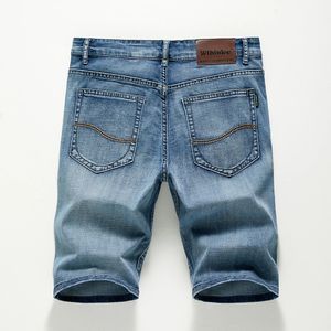 2024 Zomershort jeans heren denim broek stretch donkerblauw mode ontwerp heren slank rechte mannelijke korte hombre 240412