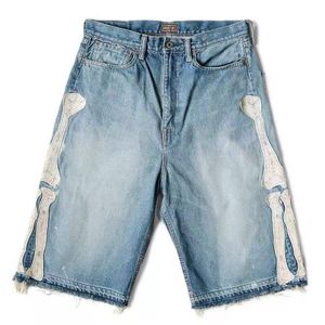 2024 Shorts d'été Men Pantalon denim Dark Blue Fashion Straight Short Jeans