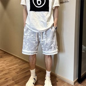 2024 Summer Shorts Men Men Designer Women Color Contrast Twilly Cotton Drawtring Short Lightgrey American Vintage Patchwork Oversized Pants