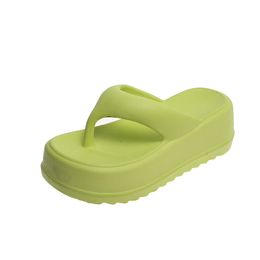 2024 Summer Slipper Eva High Heel Dikke Sole Herringband Slippers voor Dames Home Anti Slip Flip Flops Rood