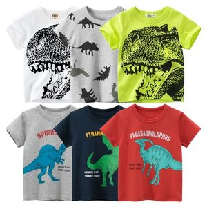 2024 T-shirt d'été Enfants garçons à manches courtes Oneck Coton Tshirt Dinosaur Tops T-T-