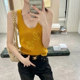 2024 zomer tanktop ronde hals slim fit mouwloze tanktop dames strakke pasvorm designer vest mode klassiek gebreid vest loewe top