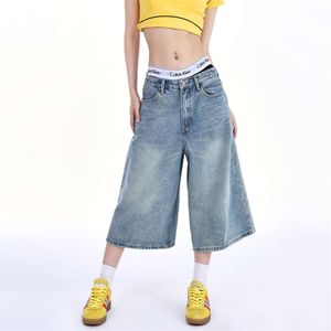 2024 Jeans minces d'été Womens Capris Loose Loose haute taille jeans à la mode minceur