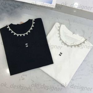 2024 Zomer vrouwen mm t -shirt ontwerper t -shirts dames ronde nek diamant strass strass letter korte mouw shirt grafische T -shirt tops