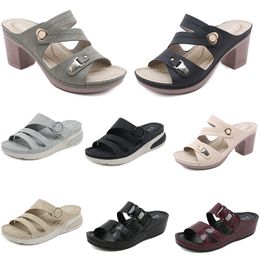 Sandales à talons bas pour femmes, chaussures d'été, surface en maille, loisirs maman, noir, blanc, rouge, vert, grande taille 36-42 O1 GAI, 2024