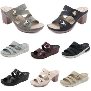 Sandales à talons bas pour femmes, chaussures d'été, surface en maille, loisirs maman, noir, blanc, rouge, vert, grande taille 36-42, O11 GAI, 2024