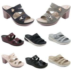 Sandales à talons bas pour femmes, chaussures d'été, surface en maille, loisirs maman, noir, blanc, rouge, vert, grande taille 36-42, 2024, O14-1 GAI