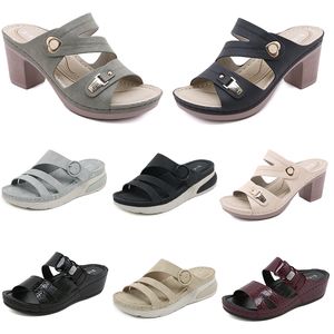 Sandales à talons bas pour femmes, chaussures d'été 2024, Surface en maille, loisirs maman, noir, blanc, rouge, vert, grande taille 36-42, O8 GAI 655