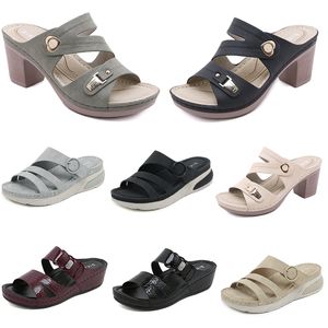 Sandales à talons bas pour femmes, chaussures d'été, surface en maille, loisirs maman, noir, blanc, rouge, vert, grande taille 36-42, O6 GAI, 2024