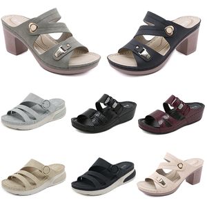 Sandales à talons bas pour femmes, chaussures d'été, surface en maille, loisirs maman, noir, blanc, rouge, vert, grande taille 36-42, O25 GAI, 2024